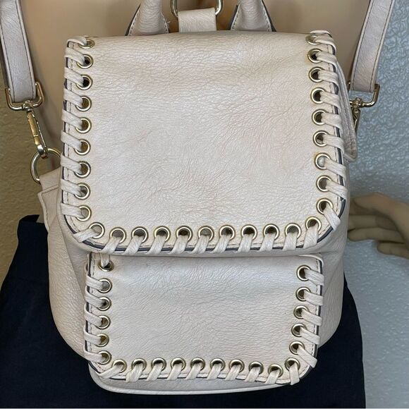 Chinese Laundry Small Backpack Cream With Large Stitch Design - Picture 3 of 15